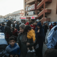 Displaced Palestinians take refuge at the Nasser Medical Complex in Khan Younis, southern Gaza, on 15 December. Ismael Mohamad UPI